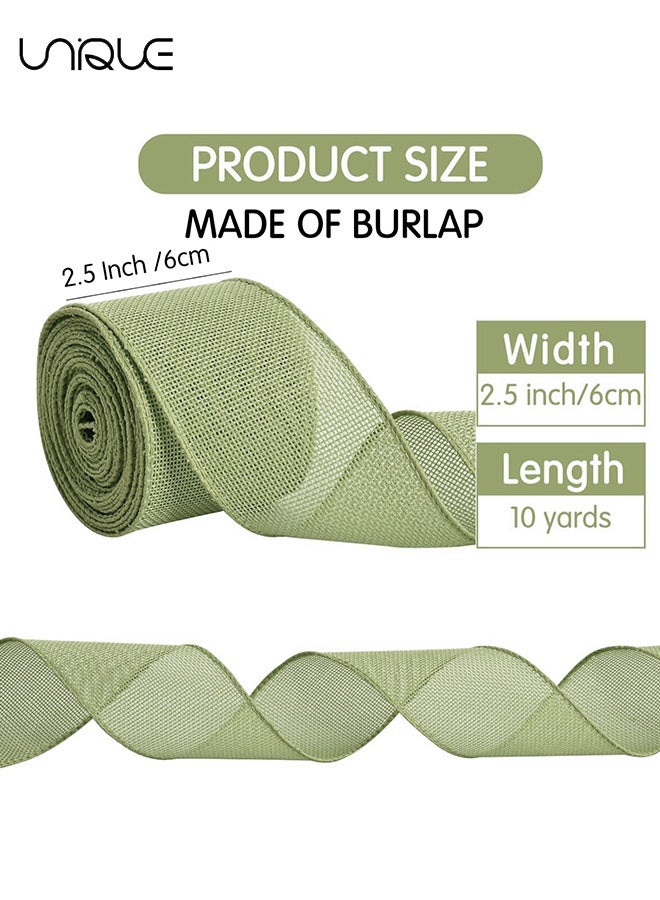 يونيك الشريط الأخضر الحكيم-2.5 بوصة × 10 ياردات الشريط السلكي المنسوجة الشريط الطبيعي-الشريط الشريط للديكور المنزلي ، تغليف الهدايا ، إكليل من الزهور ، الديكور في الهواء الطلق ، الحرف اليدوية - Image 2