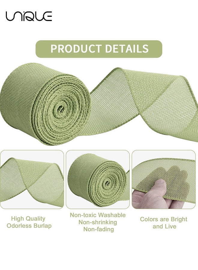 يونيك الشريط الأخضر الحكيم-2.5 بوصة × 10 ياردات الشريط السلكي المنسوجة الشريط الطبيعي-الشريط الشريط للديكور المنزلي ، تغليف الهدايا ، إكليل من الزهور ، الديكور في الهواء الطلق ، الحرف اليدوية - Image 3