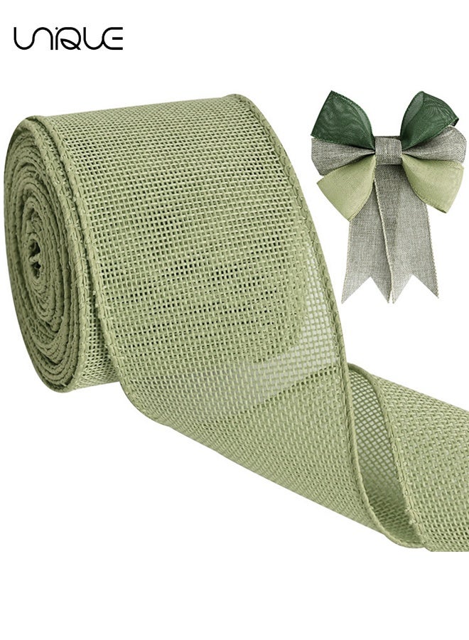 يونيك الشريط الأخضر الحكيم-2.5 بوصة × 10 ياردات الشريط السلكي المنسوجة الشريط الطبيعي-الشريط الشريط للديكور المنزلي ، تغليف الهدايا ، إكليل من الزهور ، الديكور في الهواء الطلق ، الحرف اليدوية - Image 1