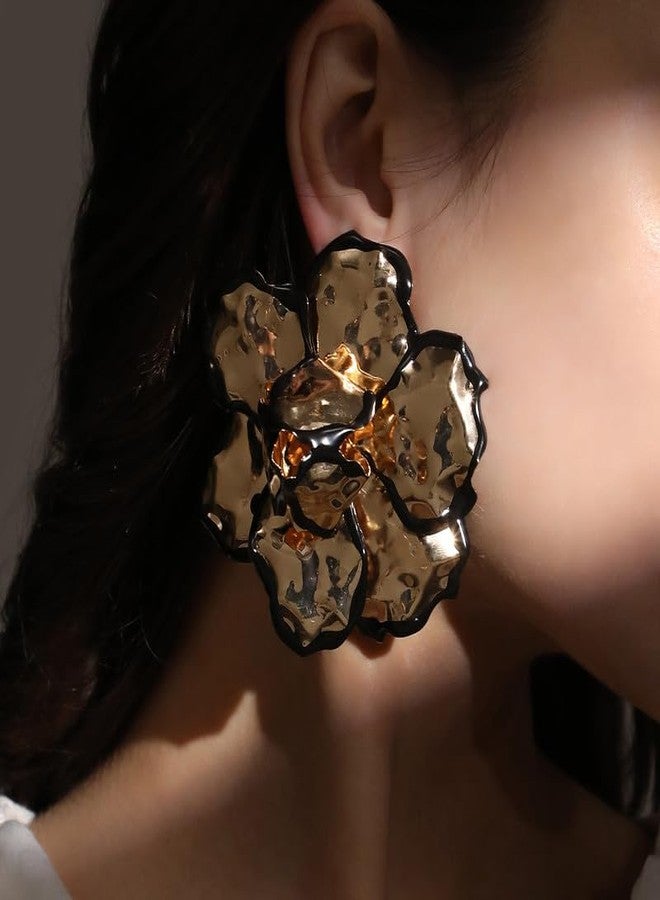 SOHI Women's The Dented-Primrose Statement Earrings For Casual Wear | California Gold Colour | Alloy Material | Push Back Closure | Metallic Statement Earrings | Fashion Earrings For Women & Girls - Image 3