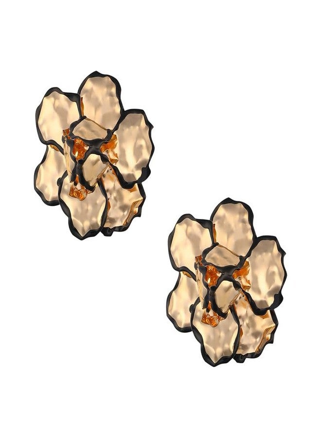 SOHI Women's The Dented-Primrose Statement Earrings For Casual Wear | California Gold Colour | Alloy Material | Push Back Closure | Metallic Statement Earrings | Fashion Earrings For Women & Girls - Image 1