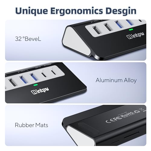 intpw 9-in-1 USB-C Docking Station - 4K HDMI, PD 100W, 3 Type A/C 3.0 5Gbps, 2 Type-A 2.0, SD/TF, Aluminum USB C Hub Compatible with MacBook, iPad, iPhone 16/15 - Image 3