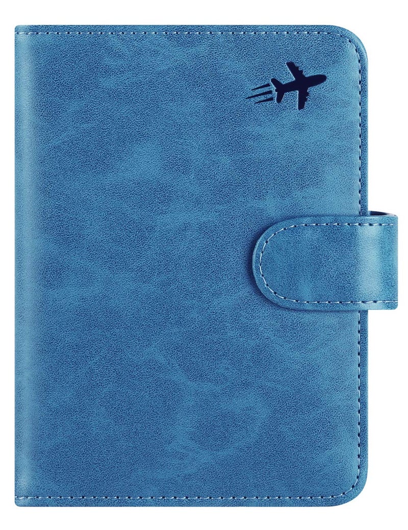 PASCACOO Passport Holder Cover Wallet RFID Blocking Leather Card Case Travel Accessories for Women Men (#Blue) - Image 1