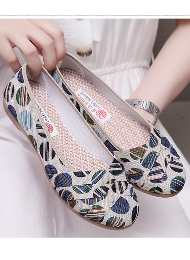 ZCM-HAPPY Women's Low Heeled Color Matching Canvas Shoes - Breathable, Comfortable, Slip-On Flats for Everyday Wear  - Image 2