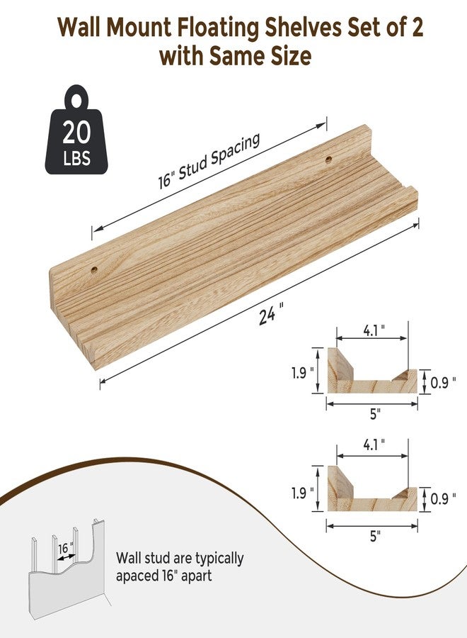 RICHFOCUS Floating Shelves for Wall, 24 inch Solid Wood Picture Ledge Shelf for Wall Storage, Nursery Book Shelves with Lip for Living Room Bathroom Bedroom Kitchen, Set of 2, Carbonized Black - Image 3