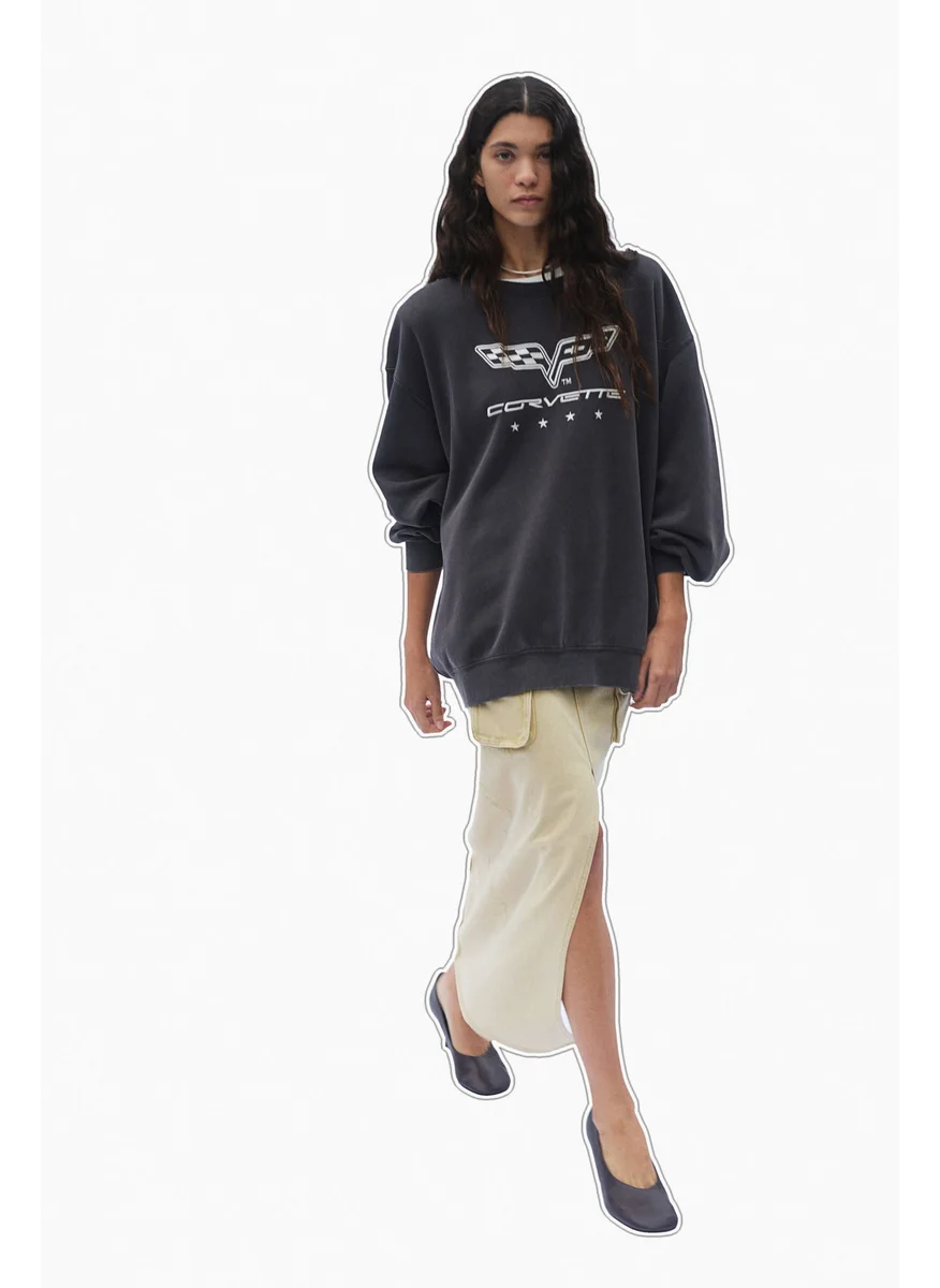 اتش اند ام Oversized Printed Sweatshirt