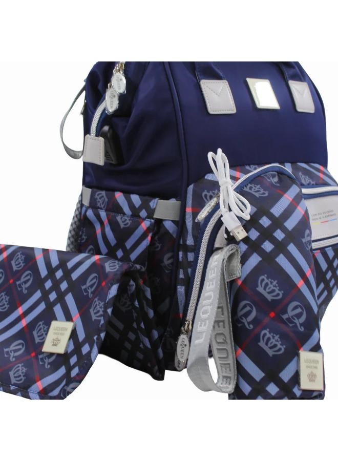 LeQueen Diamond 8th Special Edition Soft Waterproof Diaper Bag - Navy Blue - Image 3