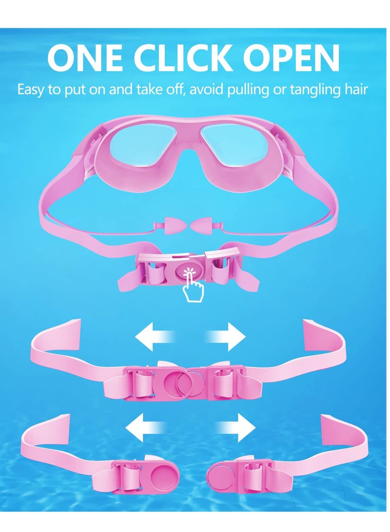 Y&D Kids Swimming Goggles, Swim Goggles Wide Vision Waterproof Premium Glasses Diving Anti Fog No Leaking UV Protection-with Case, Nose Clip Ear Plugs for Girls Boys - Image 5