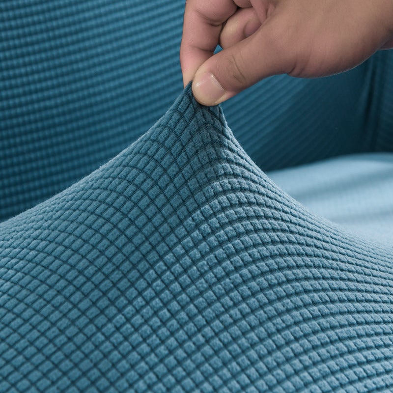 73Hours Corn Grain Fleece Sofa Cover, Full Coverage L-Shaped Chaise Lounge Combination Sofa Cover, Elastic, All-Season , Thickened Elastic - Image 4