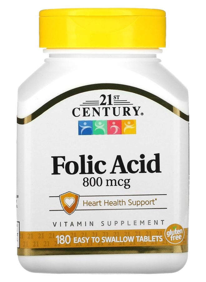 21st Century Folic Acid 800 mcg 180 Easy to Swallow Tablets