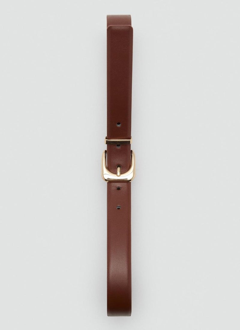 MANGO Leather effect belt with buckle - Image 3