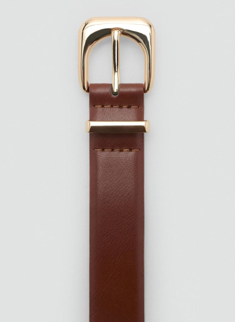 MANGO Leather effect belt with buckle - Image 4