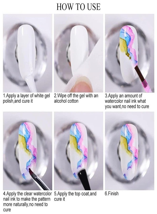 THR3E STROKES Professional Blooming Nail Ink for Marble Effect - Watercolor Blossom Polish for Nail Art | Magic Spread Fluid Pigment for UV Gel Nails | Smokey Gradient DIY Manicure (1 Bottle, 7.5ml) (BI8) - Image 5