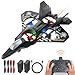 BEZGAR Drones for Kids 24GHZ RC Plane Remote Control Airplane RC Helicopter 360 Flip Fighter Jet Toy with Colorful LED Navigation Light Gray - Image 2
