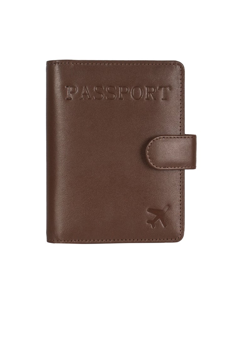 SKENZBI Passport Holder 100% Leather Travel Wallet Cover RFID Blocking  Organizer Case Brown - Image 2