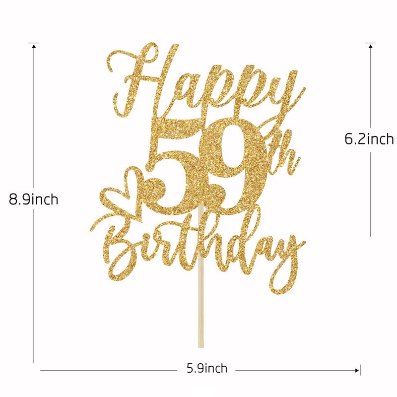 Yotawebery Happy 59th Birthday Cake Topper  59 Birthday Decorations for Women/Men  Cheers to 59 Years  Hello 59  59th Funny Happy Birthday Party Decorations Gold Glitter - Image 5