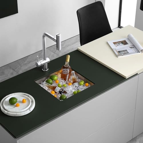 TSIBOMU 15 Inch Undermount Single Bowl Kitchen Sink 18 Gauge 304 Stainless Steel Mini Bar Sink for Compact Kitchen RV with XDrain Groove Noise Absorbing PadsD15xW15xH6 - Image 3