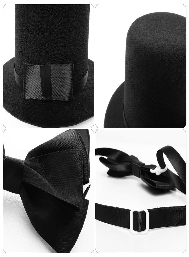 Hftjtsa Pet Formal Accessories Set 2 Pcs Dog Costume Top Hat with Formal Pet Tuxedo Bowtie/Necktie Birthday Party Halloween Gradation Christmas Dog Cat Costumes Accessories Black One Size - Image 4
