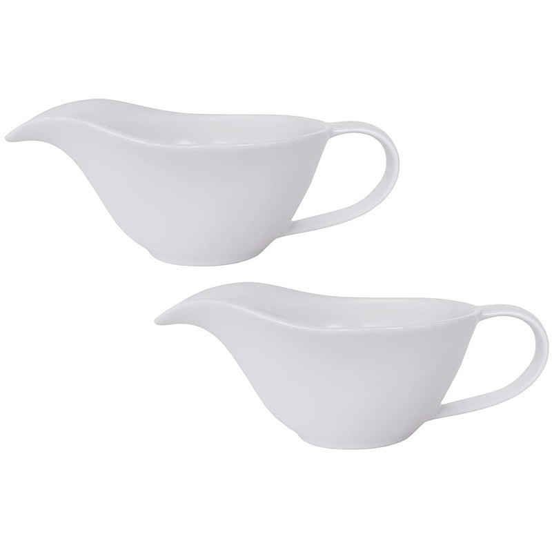 Sizikato Sizikato Set of 2 Classic Matte Pure White Porcelain Easy Pour Gravy Sauce Boat Creamer Pitcher 7 Oz 
