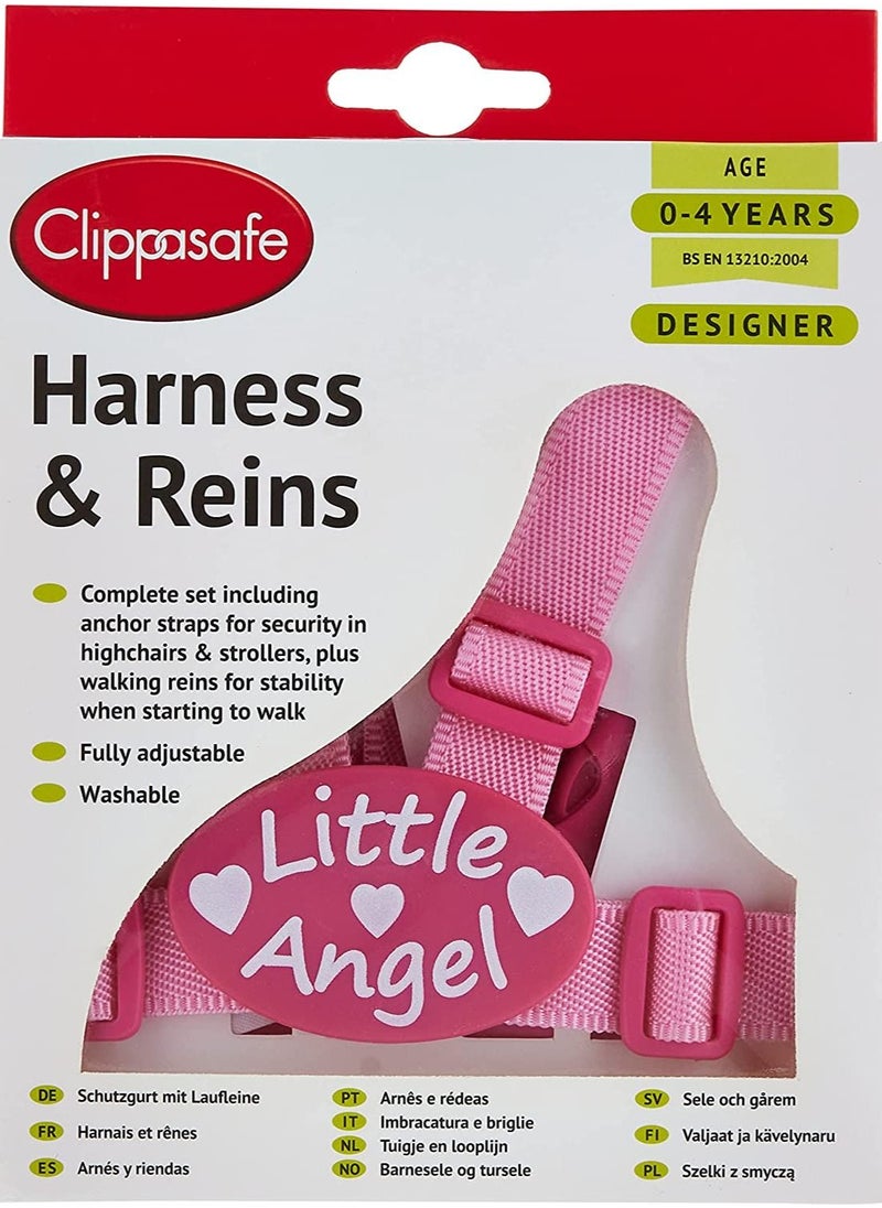 Clippasafe Baby/Kids/Child Safety Premium Designer Harness & Reins With Anchor Straps Pink  - Image 1
