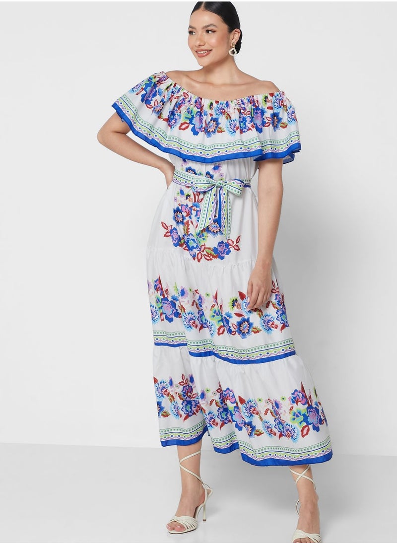 ELLA - Off Shoulder Printed Dress - Image 1