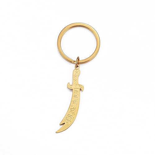 VASSAGO Stainless Steel Sword Keychain Imam Ali Sword Keychain for Men Zulfiqar Sword Imam keychain Keyring Islamic Jewelry (Gold) - Image 1