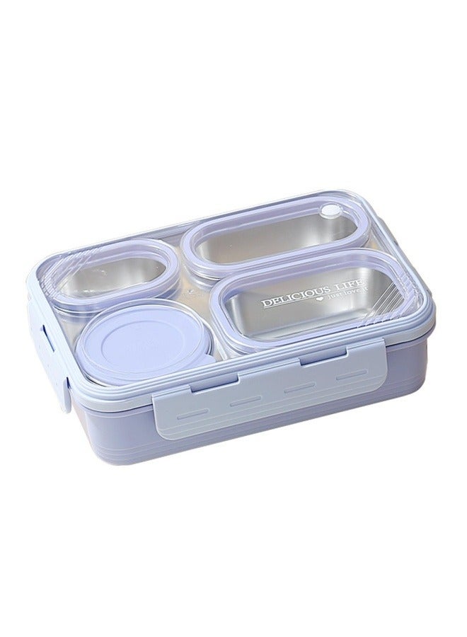 GGEROU Lunch Box with Soup Bowl,850ml Stainless Steel Leak-proof Lunch Box,Compartments Food Container With Spoon And Chopsticks,Bento Box For Kids And Adults, Purple - Image 1