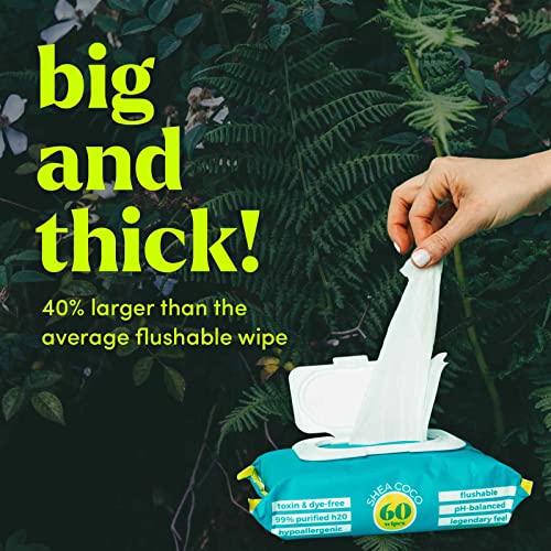 Goodwipes Flushable Wipes – Made with Vitamin E & Aloe – Soft, Individually Wrapped Butt & Feminine Cloths for On-the-Go & Travel Use – Largest Adult Toilet Towelettes – Shea-Coco, 1 pack, 32 count - Image 4