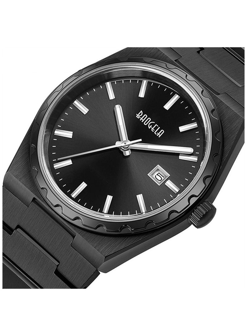 BAOGELA Japanese movement 50 meters waterproof calendar business casual stainless steel men's quartz watch 22801B - Image 1