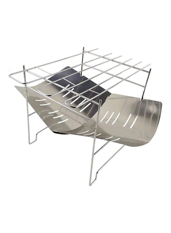 NIBEMINENT 2-in-1 Portable Folding Steel Barbecue Grill Silver - Image 1