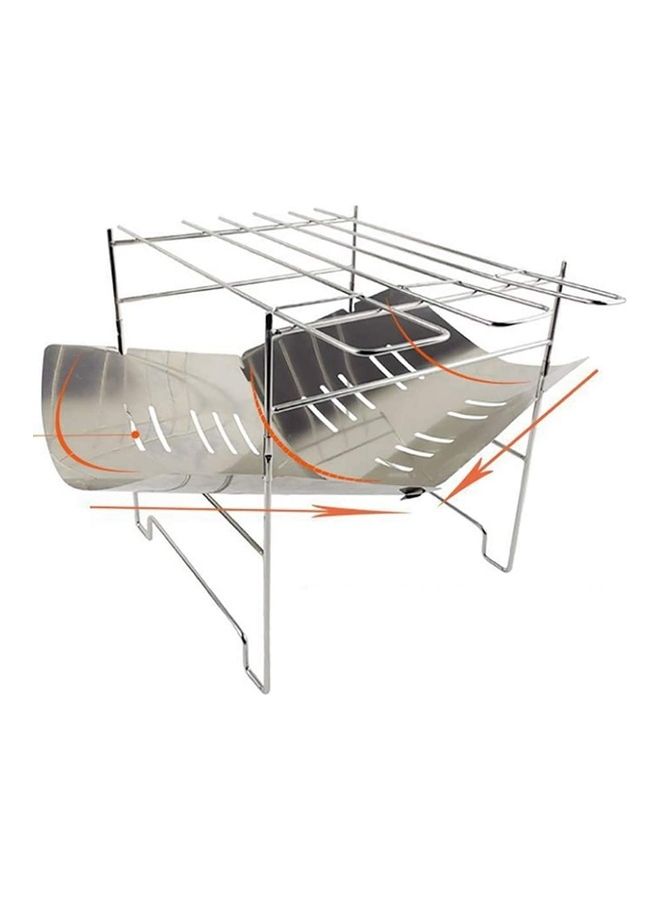 NIBEMINENT 2-in-1 Portable Folding Steel Barbecue Grill Silver - Image 2