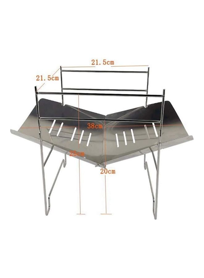 NIBEMINENT 2-in-1 Portable Folding Steel Barbecue Grill Silver - Image 4