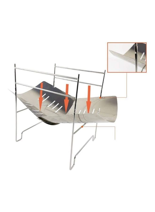 NIBEMINENT 2-in-1 Portable Folding Steel Barbecue Grill Silver - Image 5