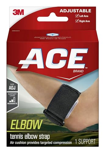 ACE Brand Tennis Elbow Support Adjustable Black 1Pack