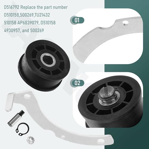 YAQINGMY Upgraded Dryer Rebuild Kit, Include RB170002 Dryer Roller Kit & D516792 Dryer ldler Pulley & D511255P Dryer Cylinder Belt & RB170003 Dryer Drum Glide Kit for SQ 1992 & Newer SM - Image 3