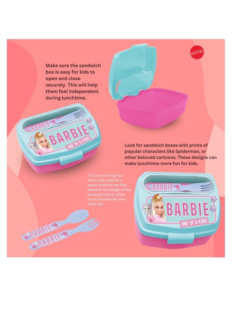 STOR Stor Funny Sandwich Box with Cutlery, Barbie BB22  - Image 5