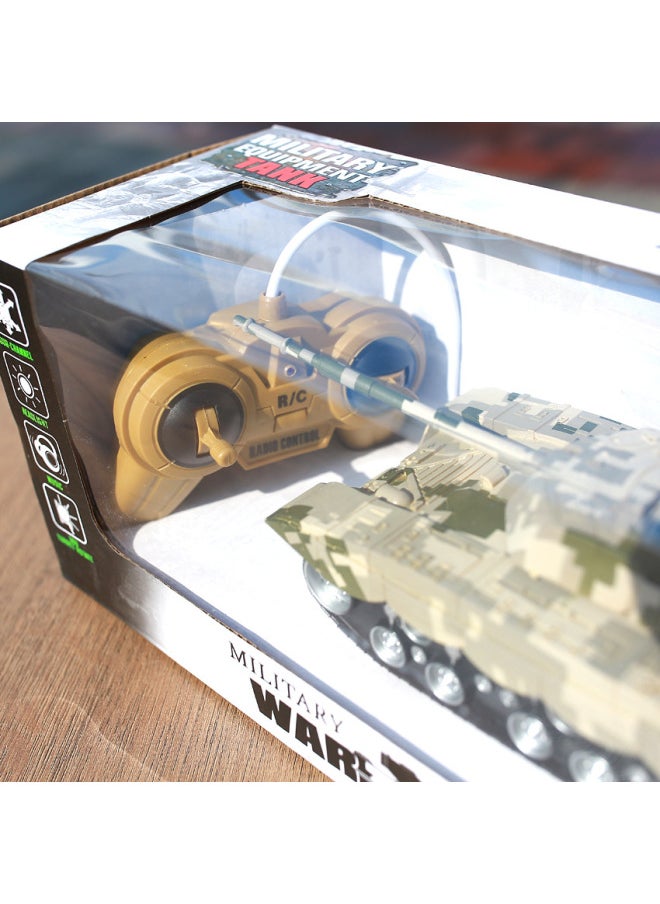 Generic Remote Control Tank Camouflage Tank Toy Car Children's Electric Remote Control Large Four-way Simulation Tank Car Boy Toy-Color:Four-way Remote Control With Handle  - Image 2