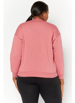 Adidas Women Sportswear Fit Long Sleeves Logo Print Sweatshirt, Pale Red  - Image 4