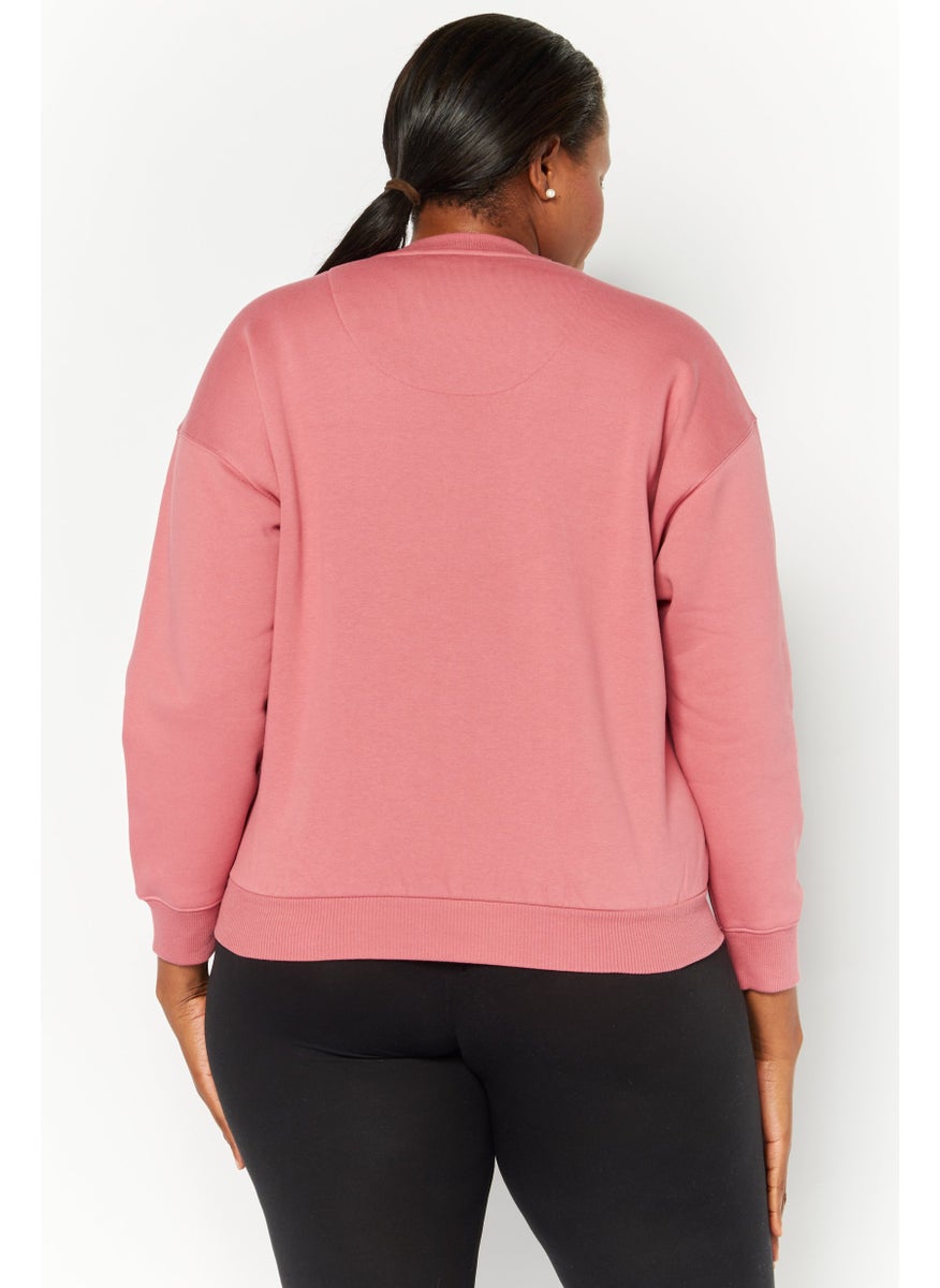 Adidas Women Sportswear Fit Long Sleeves Logo Print Sweatshirt, Pale Red  - Image 4