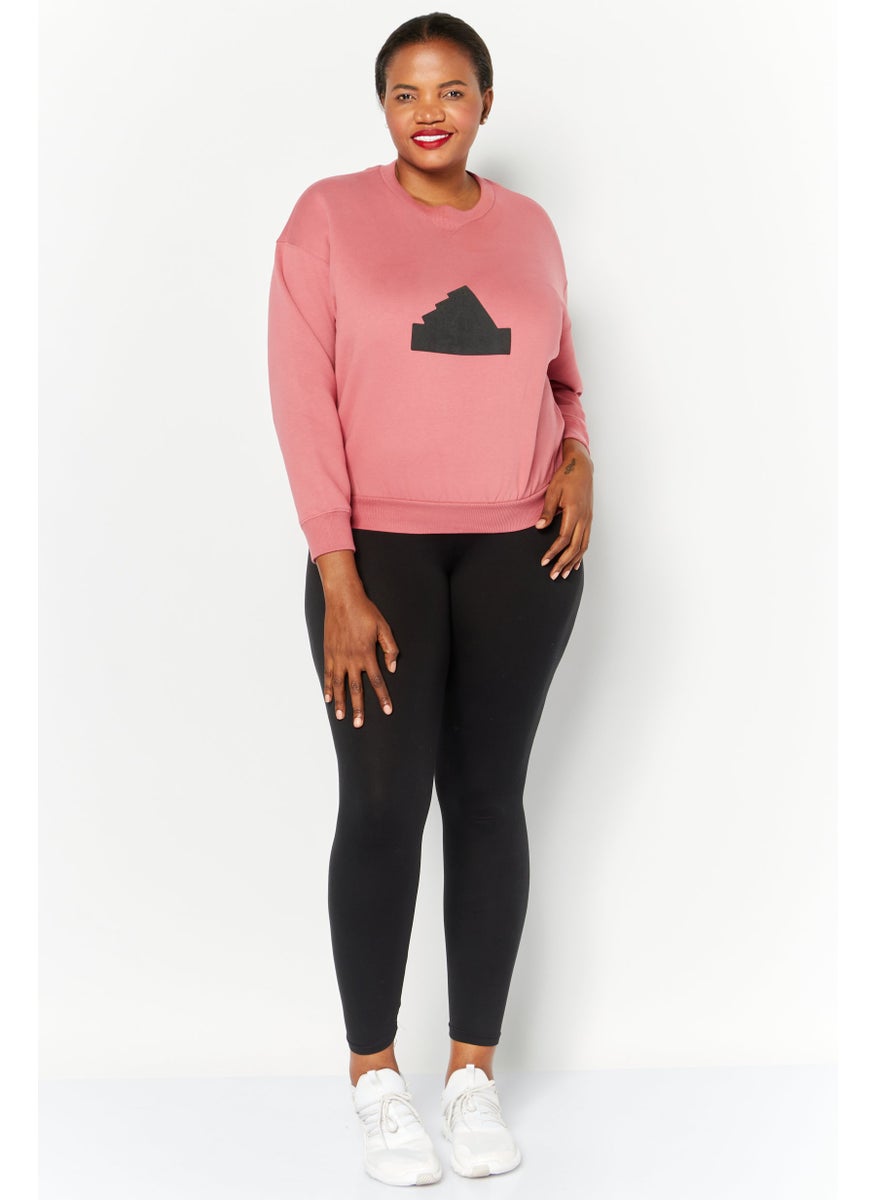 Adidas Women Sportswear Fit Long Sleeves Logo Print Sweatshirt, Pale Red  - Image 2