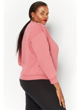 Adidas Women Sportswear Fit Long Sleeves Logo Print Sweatshirt, Pale Red  - Image 3