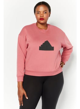 Adidas Women Sportswear Fit Long Sleeves Logo Print Sweatshirt, Pale Red  - Image 1