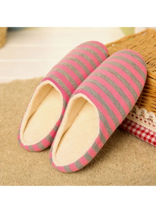 OUTAD Striped Soft Bottom Half Cover Heel Silent Cotton Slippers Warm Non-Slip Home Slippers For Wooden Floor Indoor Household - Image 4