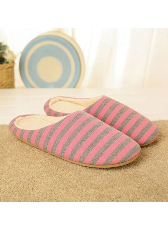 OUTAD Striped Soft Bottom Half Cover Heel Silent Cotton Slippers Warm Non-Slip Home Slippers For Wooden Floor Indoor Household - Image 3