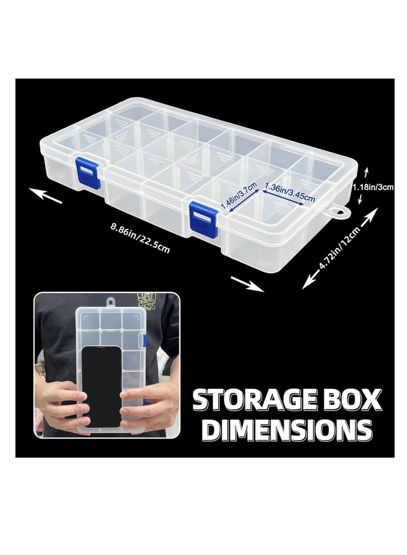 DUOFIRE DUOFIRE Plastic Organizer Container Storage Box Adjustable Divider Removable Grid Compartment for Jewelry Beads Earring Tool Fishing Hook Small Accessories(18 grids, White X 2) - Image 3