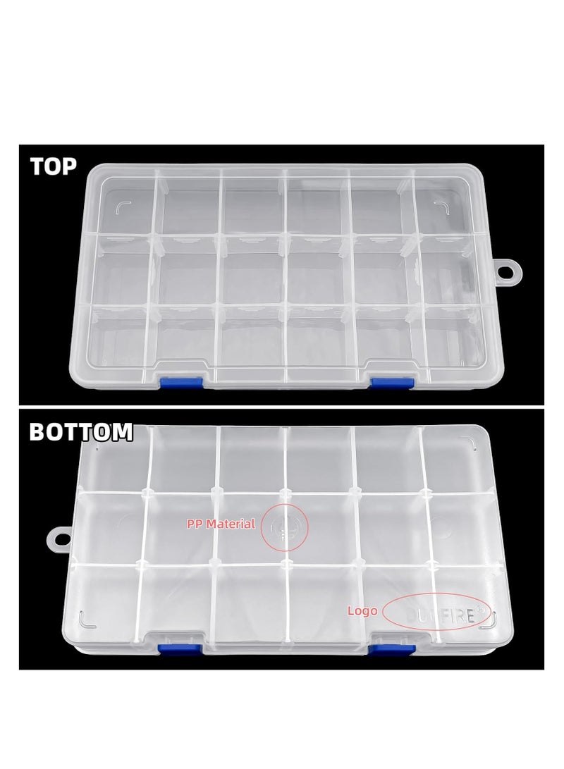 DUOFIRE DUOFIRE Plastic Organizer Container Storage Box Adjustable Divider Removable Grid Compartment for Jewelry Beads Earring Tool Fishing Hook Small Accessories(18 grids, White X 2) - Image 2