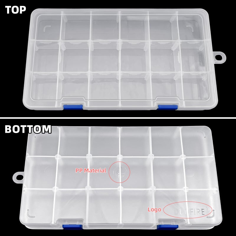 DUOFIRE Plastic Organizer Container Storage Box Adjustable Divider Removable Grid Compartment for Jewelry Beads Earring Tool Fishing Hook Small Accessories(18 grids, White X 2) - Image 3