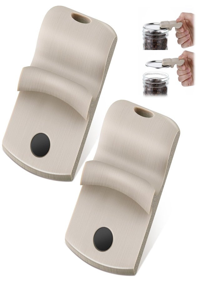 Dreyoo 2 Pack Canning Jar Opener with Magnets, Mason Jar Opener Canning Tool, Canning Jar Opener for Releases Aluminum Vacuum Seal on all Wide Mouth and Regular Mouth(Beige) - Image 1