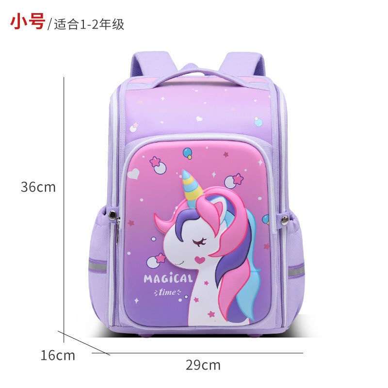 3D three-dimensional astronaut primary school student integrated schoolbag gradient color childrens large capacity burden reduction Purple Unicorn 