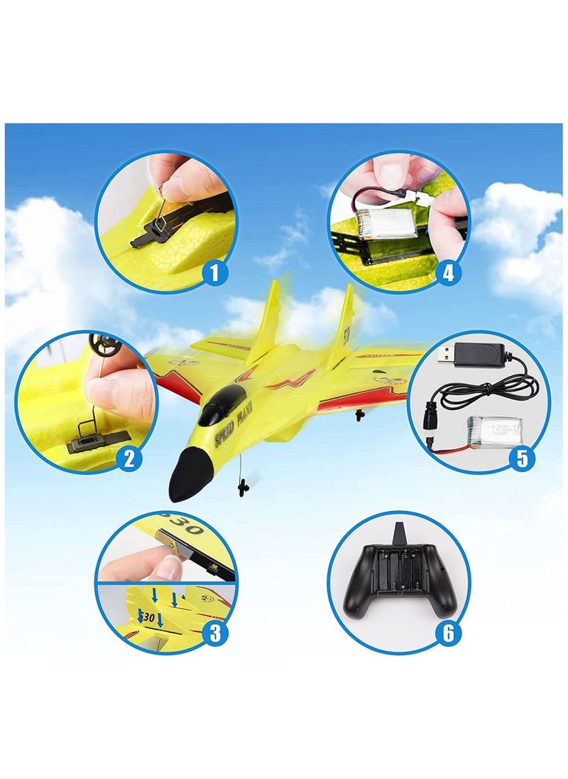 null - Rc Airplanes, Remote Control Airplanes  2.4 GHz, 2 Channels RC Plane, Easy to Fly Yellow Remote Control Fighter, Epp Foam Rc Aircraft with Automatic Balance for Beginner Adult Kids. - Image 1